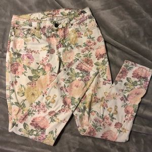 Floral print jeans